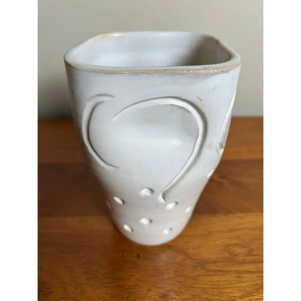 Handcrafted Studio Pottery Vase White Matte MCM Ceramic Signed Vase